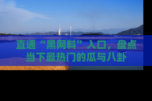 直通“黑网料”入口,盘点当下最热门的瓜与八卦